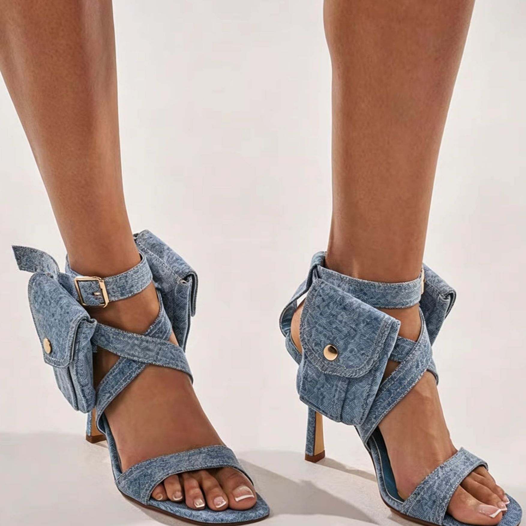 Street Fashion Y2K - Sandalias de tacón de aguja con