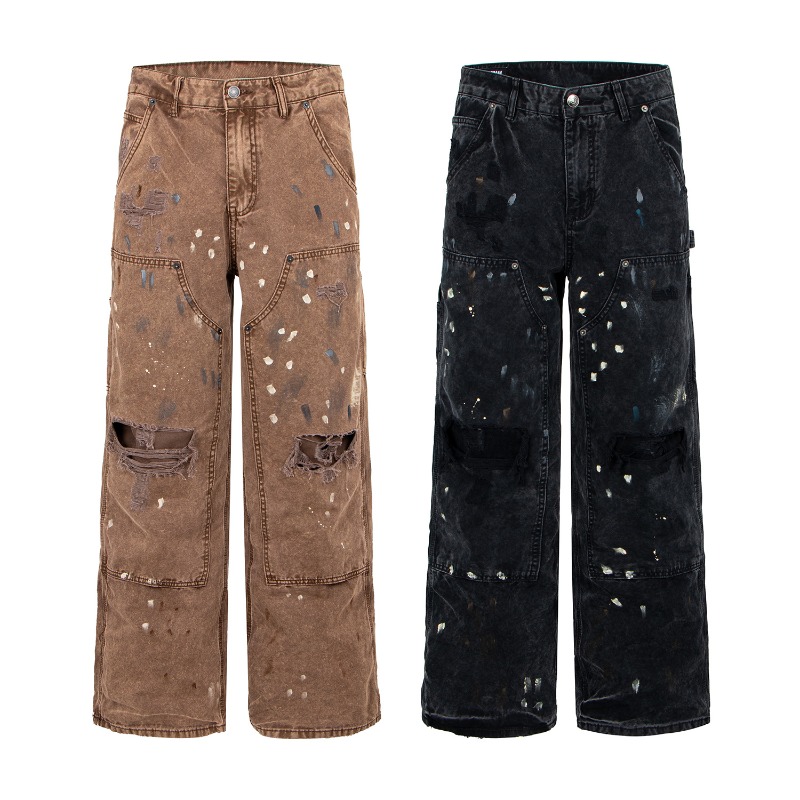Street Fashion Of Japan - Pantalones Vaqueros Anchos Rotos Estilo Retro