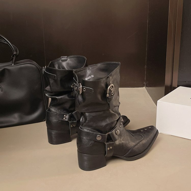 Botas de media pantorrilla est - Street Fashion Y2K reseña y precio